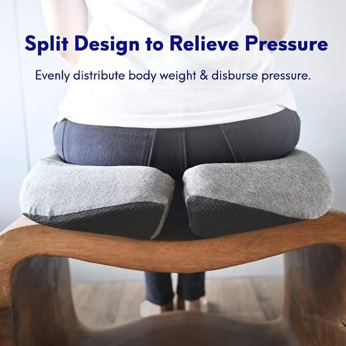 C CUSHION LAB Patented Pressure Relief Seat Cushion for Long Sitting Hours on Office/Home Chair, Car, Wheelchair - Extra-Dense Memory Foam for Hip, Tailbone, Coccyx, Sciatica - Light Grey - Image 4