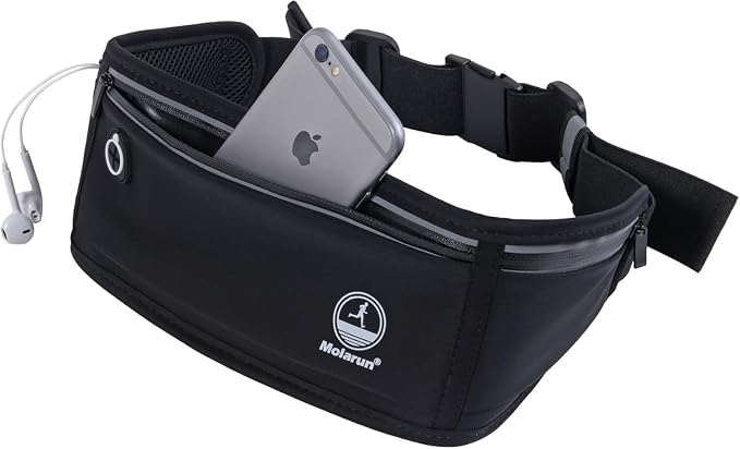 Slim Running Belt Fanny Pack, Phone Holder Waist Pack Money Belt - Black - Image 3