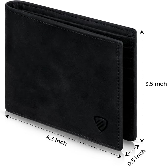 RUNBOX Wallet for Men|Slim Bifold Rfid Blocking Leather Wallet|Front Pocket | Genuine Leather,Handmade,8 Card Slots,ID Window,Money Pocket,Coin Pocket, Gift for Men,Minimalist Compact - Image 2