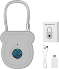 Smart Fingerprint Padlock for Luggage - 20 User Capacity, USB Key & Emergency Code, Keyless Biometric Lock for Gym Locker, Suitcase, Backpack, Toolbox & Handbag (Grey) by Larimuer