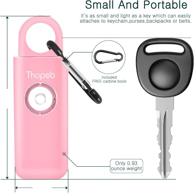 Personal Safety Alarm for Women – Superior Loud Siren & SOS Strobe | Premium Compact & Well-crafted Self Defense Keychain Alarm, College Dorm Essential, Variety of Colors (Pink) - Image 2