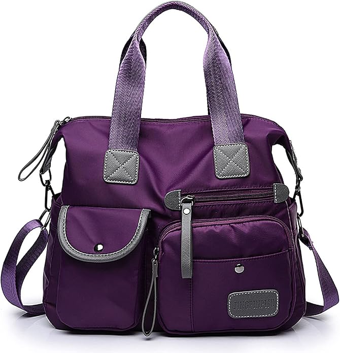Tote Bag for Women,Multi Pockets Shoulder Handbag,Nurse Bag for Work,Large Cross body Purse,Fashion Nylon Top Handle Satchel by YouNuo