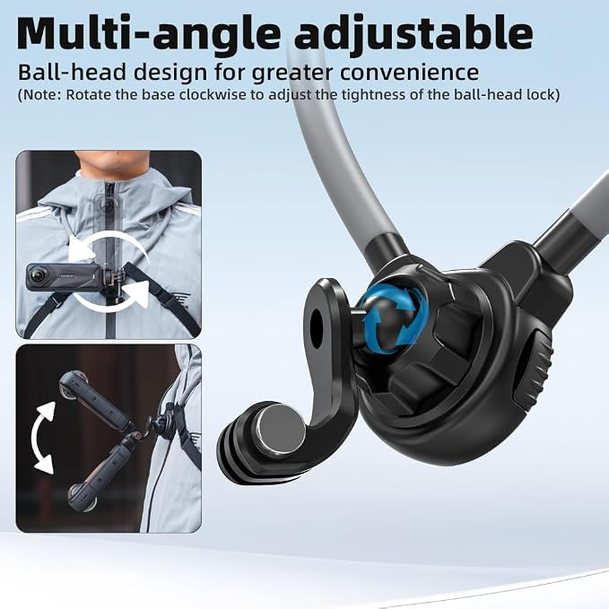 Magnetic Neck Mount for Action Camera, Quick Release Chest Holder Mount for Hands-Free POV/Vlog with Adjustable Chest Strap for Insta360 X5/X4/X3, Gopro 13/12/11, DJI Action 6/5pro/4, Nano and More - Image 5
