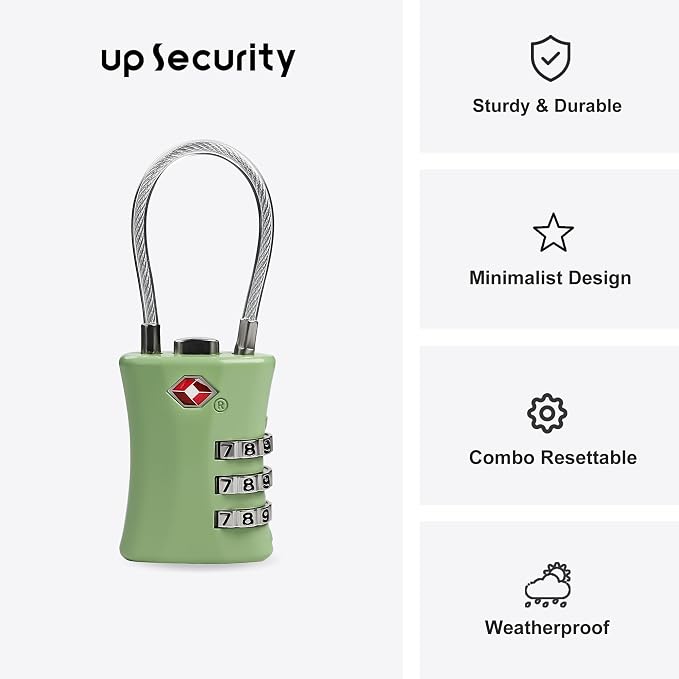 Luggage Locks TSA Approved, Airplane Travel Essentials, TSA Locks for Luggage, Suitcase, Anti Theft Small Padlock Combination, Mini Cable Padlock for Backpack, Bag Zipper, Case, Tool Box - Image 2