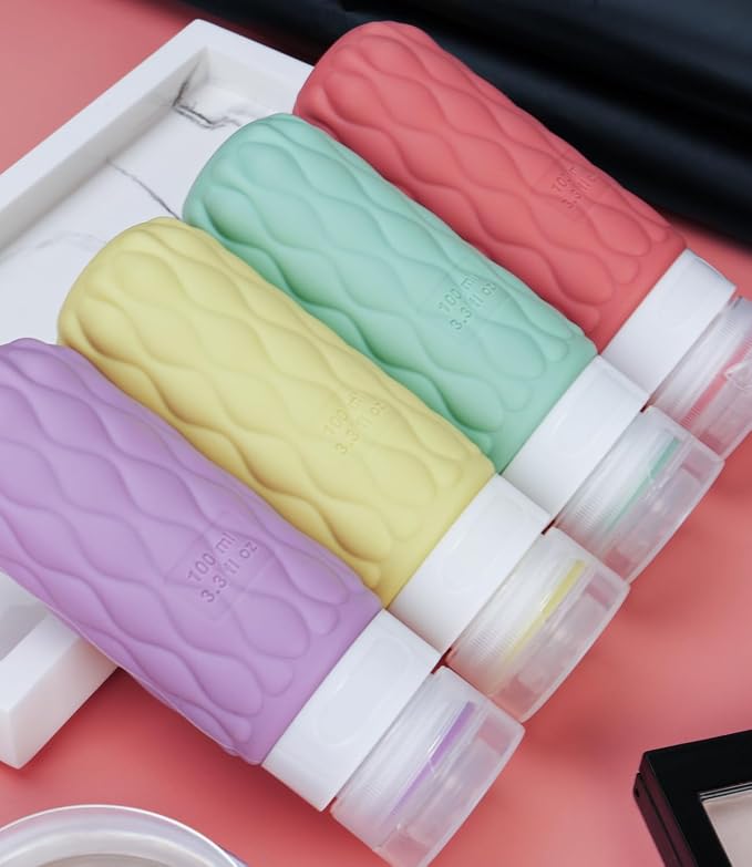3.4oz Silicone Travel Bottles for Toiletries Refillable Liquid Accessories | for Shampoo and Conditioner, TSA Approved Leakproof Squeeze Bottles Travel-friendly with Labels/Clear Bag - Image 6