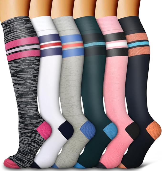 6 Pack Copper Compression Socks for Women and Men Circulation-Best Support for Medical,Running,Nursing,Athletic by Bluemaple
