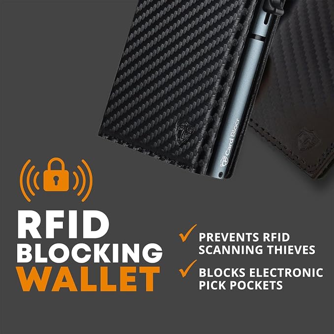 Pop Up Wallet for Men RFID Slim Card Holder Black Carbon | Holds 4-6 Cards with Cash & ID Storage, Featuring One Click Metal Card Ejector & Slim Carbon Design for Daily Carry - Image 7