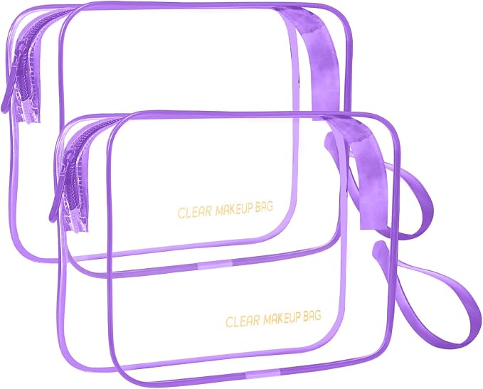 Icramsy Clear Makeup Bag,2 Pack TSA Approved Toiletry Bag for Women & Men | Portable Handheld Design, Waterproof, Airport Airline Compliant, Clear Toiletry Cosmetic Bag by Icramsy
