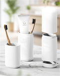 FERYES Travel Toothbrush Holder – 3-in-1 Portable Organizer with Draining Lid & Mouthwash Cup (White) by FERYES