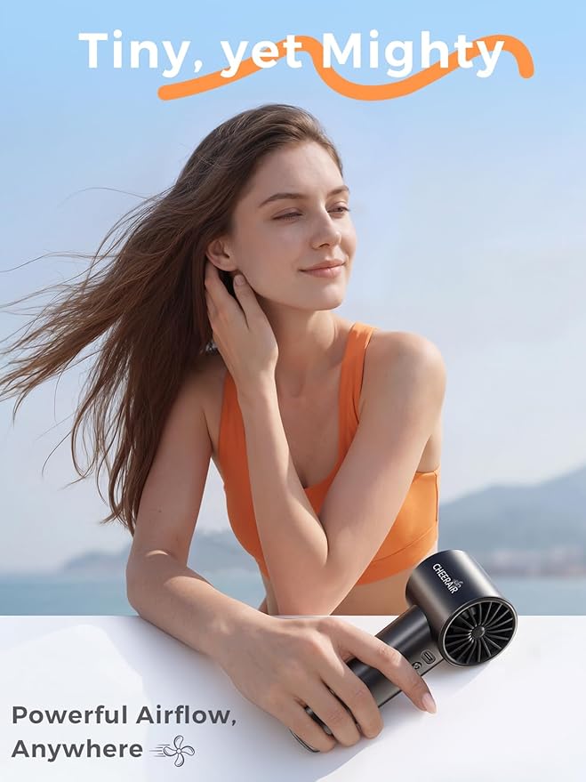 Handheld Portable Fan, 6-Speed Rechargeable Powerful Mini Fan | 5000mAh Battery Up to 15 Hours Runtime, Smart LED Display, Pocket Turbo Personal Fan for Travel, Camping, Makeup - Image 2