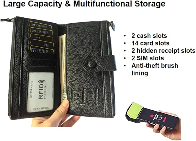 Women Slim Wallet Rfid Blocking With Passport And Credit Cards Holder Purse For Minimalist Soft Leather Zipper Monederos (brown) - Image 7