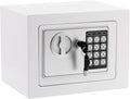 Small Safe Box With Digital Keypad & Keys - 9.05 x 6.7 x 6.7 Inches Wall Safe 0.23 Cuft Mini Security Lock for Coin Home Office Hotel Rooms Business Jewelry Gun (White) by ELLAIG