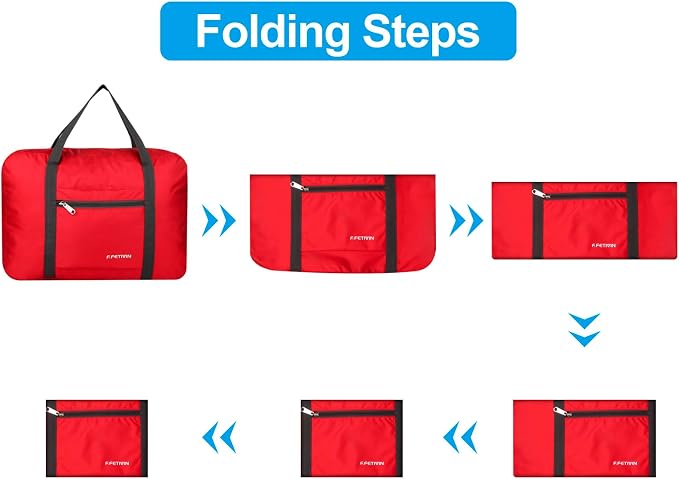 F.FETIVIN Personal item travel bag 17.7x12.6x6.3 for Spirit Airlines Lightweight carry on duffle bag water resistant for Gym,Sports,Vacation(Red) - Image 5