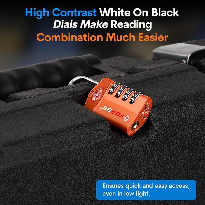 Forge Travel Lock,TSA Approved Luggage Locks for Air Travel, Gym Lockers, School Lockers, Pelican Cases, Gun Case, Easy Read Dials, Durable Alloy Body - Image 6