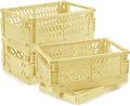 4 Pcs Collapsible Storage Crates, 10x5.9x4 inches Space-Saving Folding Containers, Stackable Plastic Boxes for Home Kitchen Office Bedroom Bathroom, Beige by Unknown