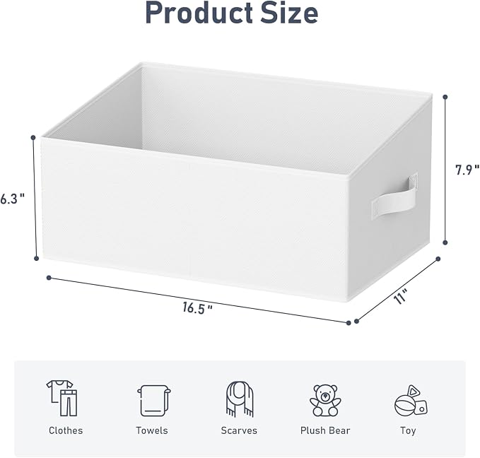 DIMJ Closet Storage Bins 6 Pack - Fabric Storage Baskets for Shelves, Large Clothes Organizers with Handles, Trapezoid Shelf Organization Storage Cubes for Purse, Toys, Books, Towel, Clothes - Image 2