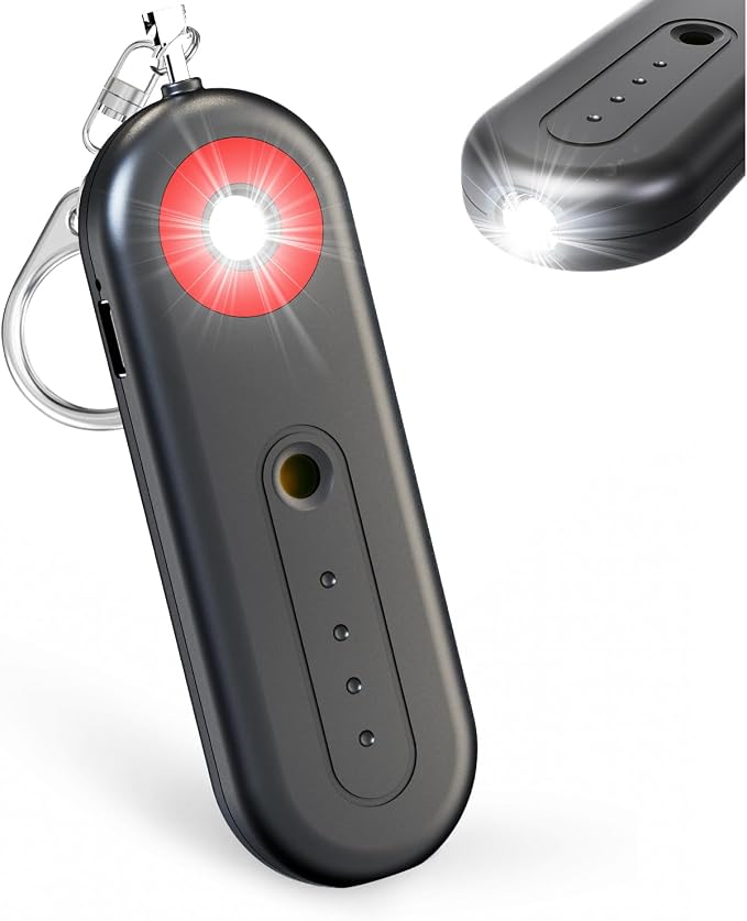 Rechargeable Personal Safety Alarm for Women - 130dB Self Defense Keychain Siren Whistle with SOS Strobe Light, Low Battery Notice - Emergency Security Safe Protection Devices, College Essentials by MtMinn