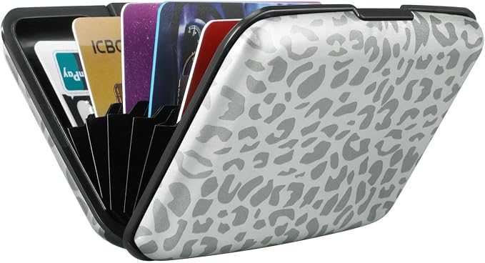 RFID Aluminum Wallet Credit Card Protector Case Holder for Men Women | Mini RFID Aluminum Wallet Credit Cards Holder Business Card Case Metal ID Case for Men Women(Grey Leopard Print) - Image 6