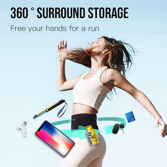 AONIJIE Running Belt with 250ml Soft Flask for Women and Men Lightweight & Non-slip Black Fanny Pack Fits All Size Phones Passport and More (Black with 250ml Soft Flask, M) - Image 3