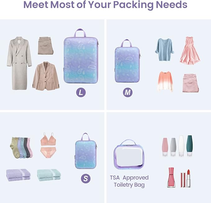 Cambond Compression Packing Cubes for Travel - Luggage Suitcase Organizer | Compression Zip Design for Space-saving, Expandable, Lightweight, Keep Clothes Sorted, Luggage Space Tidy, Carry on Pack Fast - Image 8