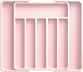 Aujen Silverware Drawer Organizer, Adjustable Utensil Cutlery Tray | Expandable Kitchen Organizer for Forks Knives, Multipurpose Kitchen Storage, Apartment Essentials, Pink, Large by AUJEN