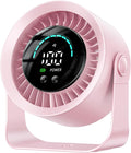 DIGIX Portable Desk Fan, 100 Speeds, 360° Rotation, USB Rechargeable | Quiet LED Display Table Fan with Wall Mount Design. Small Personal Cooling Fans for Home, Bedroom, Office & Travel, Pink by CoolBreezeStylishEase