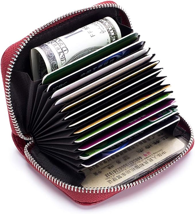RFID Credit Card Holder Genuine Leather Credit Card Wallet with Zipper | RFID - Image 4