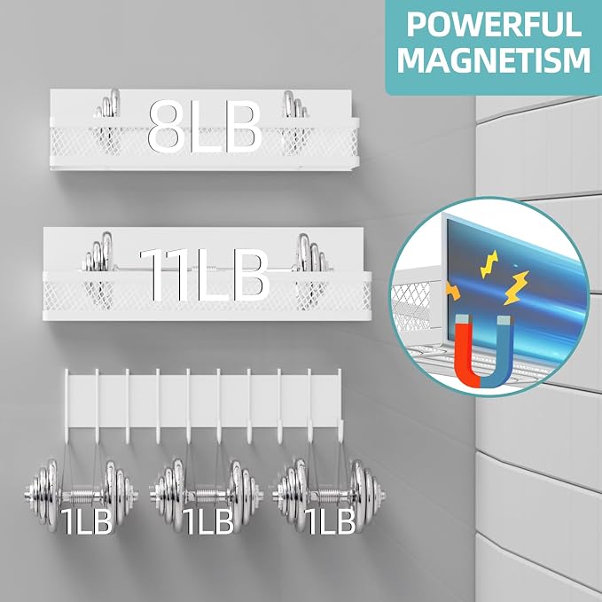 Magnetic Spice Rack for Refrigerator, 3 Pack Magnetic Shelf for Refrigerator, Movable Magnetic Basket is Used for Side Storage in Ovens, Microwaves, or Washing Machines - Image 4