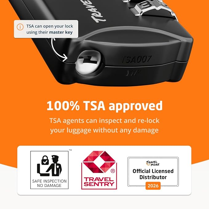 Luggage Locks TSA Approved, 4-Digit Travel Combination Locks | TSA Accepted, Easy to Use, Compact, Lightweight, Durable, Zinc Alloy Body, for Suitcases, Backpacks, Zippers, 3-Pack, Black - Image 4