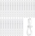 Oligei 25 Pcs Silicone Cable Ties, Cable Ties Reusable, High Elasticity Cord Wraps for Electrical Cords, Cord Organizer for Earphone, Phone Charger(White) by Oligei