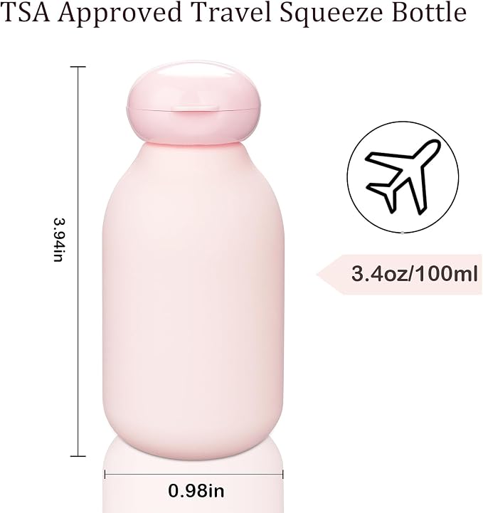 Squeeze Bottle with Flip Cap 3.4 oz Travel Bottles for Toiletries | 2 Pack 100ml TSA Approved, Leak Proof, Shampoo and Conditioner Bottles, Refillable Plastic Travel Size Bottles, Pink - Image 4