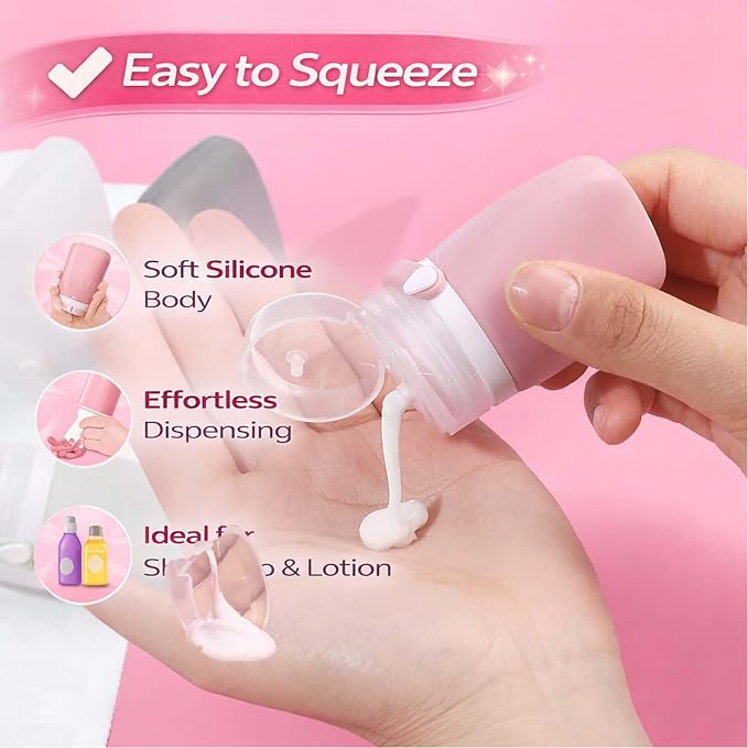 1 oz Travel Bottles, Leakproof Silicone Squeeze Bottle Mini Travel Size Container for Toiletries Lotion Shampoo and Conditioner Liquid Salad Dressing to go Condiment, TSA Approved, 4 Pack - Image 4