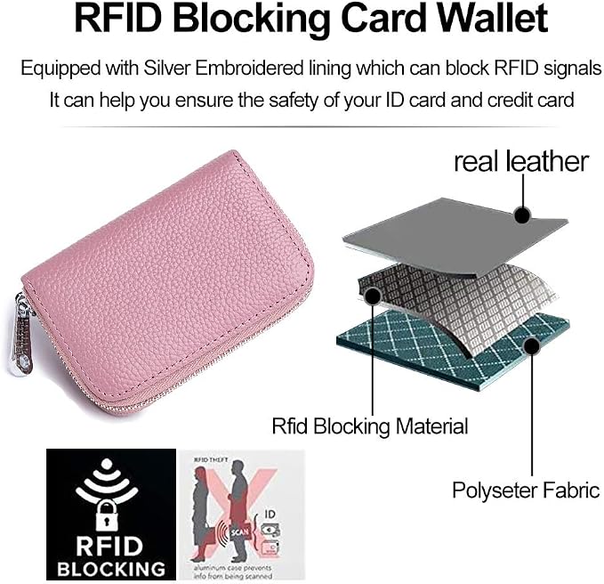 RFID Credit Card Holder Genuine Leather Credit Card Wallet with Zipper | RFID - Image 6
