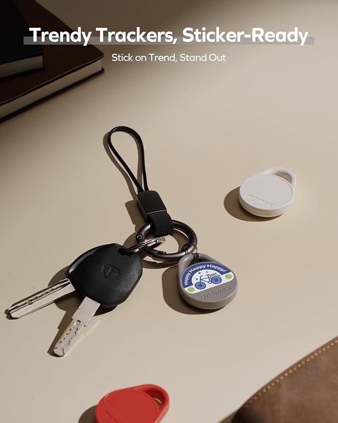 Momax Tracker Tag Universal - Key Finder Works with Both Android & iOS Find My, Smart Bluetooth Air Tracking Device, Replaceable Battery, DIY Stickers, Item Locator for Wallets, Luggage, Suitcases - Image 6