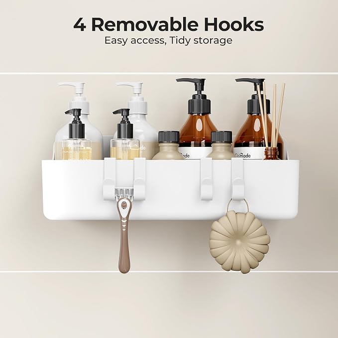Orimade Shower Caddy 5-Pack, No-Drill Adhesive Shelves for Bathroom, Rustproof ABS Storage Organizer Set, White - Image 9