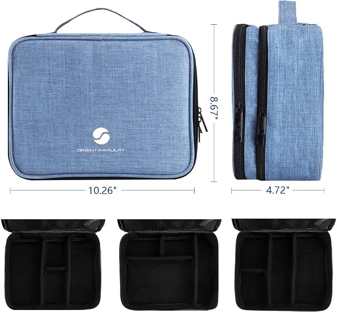 Travel Electronics Organizer, Waterproof Cable Organizer Bag for Electronic Accessories Double Layer Large Shockproof Cable Storage Bag for Cord, Power Bank, Tablet(Up to iPad 11 inch) - Denim blue - Image 4