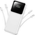 Portable Charger Power Bank with Built in Cable 20000mAh Fast Charging | Power Bank USB C Slim 22.5W LED Display Battery Pack 5 Outputs & 3 Inputs for Travel Essentials iPhone Samsung Phones White by RONEGN