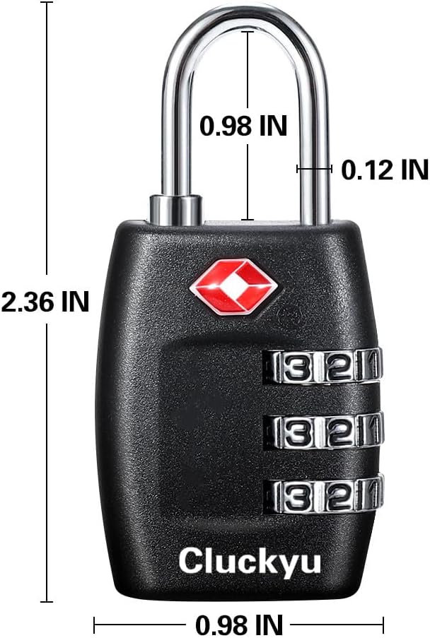 TSA Luggage Locks (4Pack) - 3 Digit Combination Padlocks - Approved Travel Lock for Suitcases & Baggage (Black) - Image 6