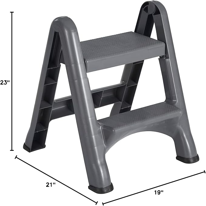 Rubbermaid Two-Step Folding Foot Stool 14-Inch High Gray 300-Pound Capacity Small Step Stool for Adults/Kids for Use in Library/Kitchen/Bathroom/Garage/Closet - Image 11