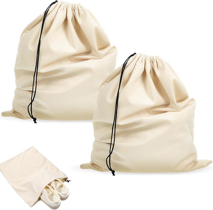 2 Piece 17.7" x 13.8" Travel Shoe Bags for Packing, Breathable Dust-Proof Drawstring Storage Pouch Bag, Flannel Shoe Pouch for Shoes, Toys, Purses, Handbags & Handbags by Unknown