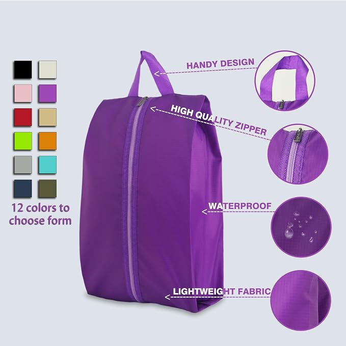 6pcs Portable Shoe Organizer, Travel Pouches with Zipper, Golf Shoe Bags, Clothes Bags, Soccer Cleats Bag Shoe Pouch for Gym, Waterproof, Odor-Resistant (Purple) | Golf Shoe Bags, Clothes Bags, Soccer Cleats Bag Shoe Pouch for Gym, Waterproof, Odor-Res... - Image 4