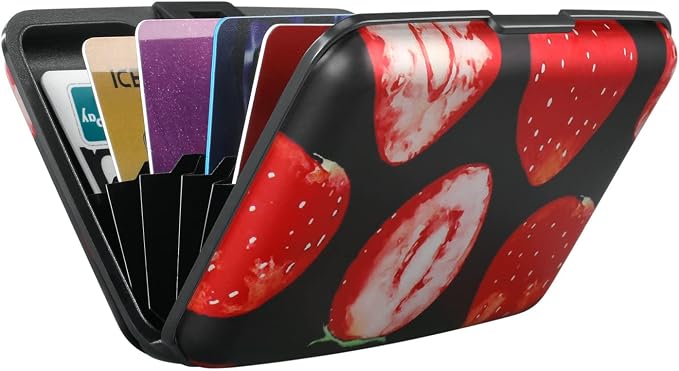 Mini RFID Aluminum Wallet Credit Cards Holder Business Card Case Metal ID Case for Men Women（Strawberry | Mini RFID Aluminum Wallet Credit Cards Holder Business Card Case Metal ID Case for Men Women - Image 6