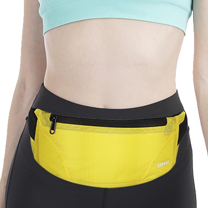 USHAKE Running Belt,Men or Women Ultra Light Bounce Free Waist Pouch Bag Fitness Workout Belt Sport Waist Pack Exercise Waist Bag for iPhone Samsung LG in Running Gym Marathon (YELLOW) - Image 6