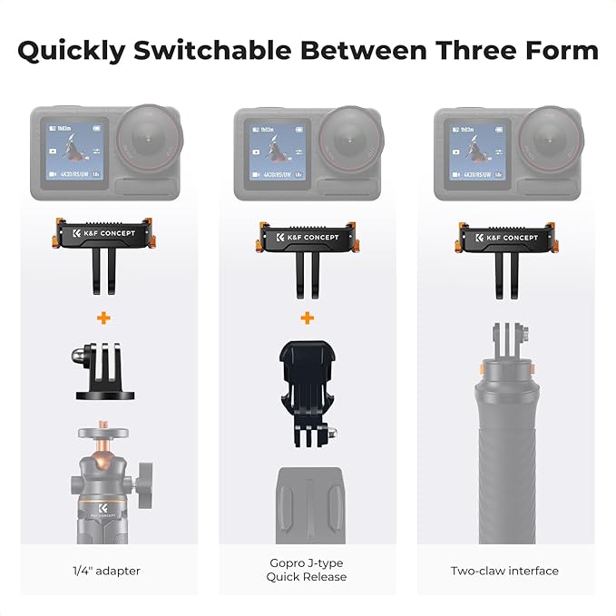 K&F CONCEPT Magnetic Quick Release Adapter Mount for DJI Osmo Action 5 Pro | 2 Pack Extension Base Bracket with 1/4" Adapter/Quick-Release Buckle for DJI Osmo Action 4/Action 3/Osmo 360 Accessories PP05 - Image 5