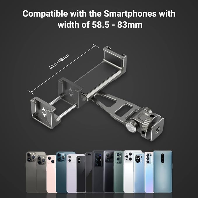 SmallRig Multifunctional Universal Cell Phone Mount Adapter, Phone Tripod Mount with Cold Shoe, Phone Holder for iPhone 16 15 14 13 12 11, Fits for Tripod Monopod Phone Cage Camera cage-3559 - Image 3