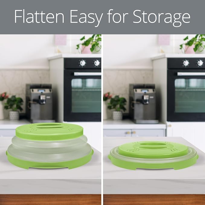 HOVER COVER Magnetic Microwave Splatter Cover - 12-Inch Collapsible - Green | High Power, Stronger Magnetic Grip, BPA-Free Lid, Vented Plate Guard with Steam Vents, Dishwasher Safe, Space-Saving Storage - Image 7
