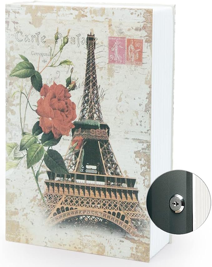 Diversion Book Safe Storage Box (9.5"×6"×2.2"), Dictionary Secret Safe Can with Security Key Lock, Diversion Book Hidden Safe (Paris,Key) by PACOLO