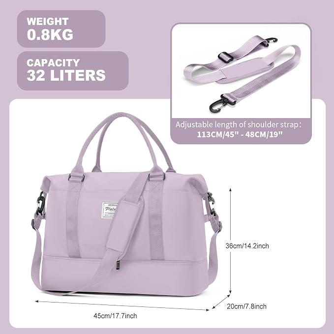 Travel Duffel Bag, Sports Tote Gym Bag, Shoulder Weekender Overnight Bag for Women - Image 7