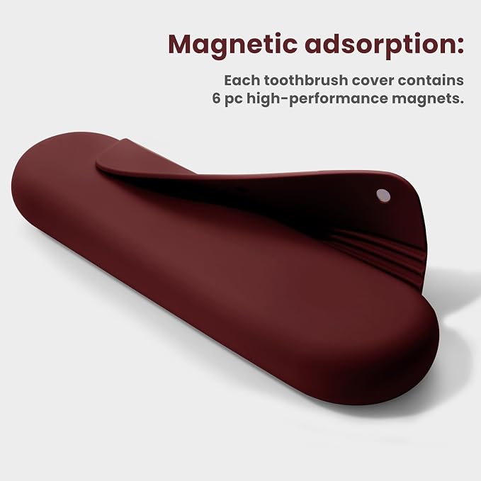 Silicone Electric Toothbrush Travel Case, Manual Toothbrush Travel Cover for Men and Women,Toothbrush Holder for Travel,Gym and More, Fits Most Manual and Electric Toothbrushes - Burgundy - Image 5