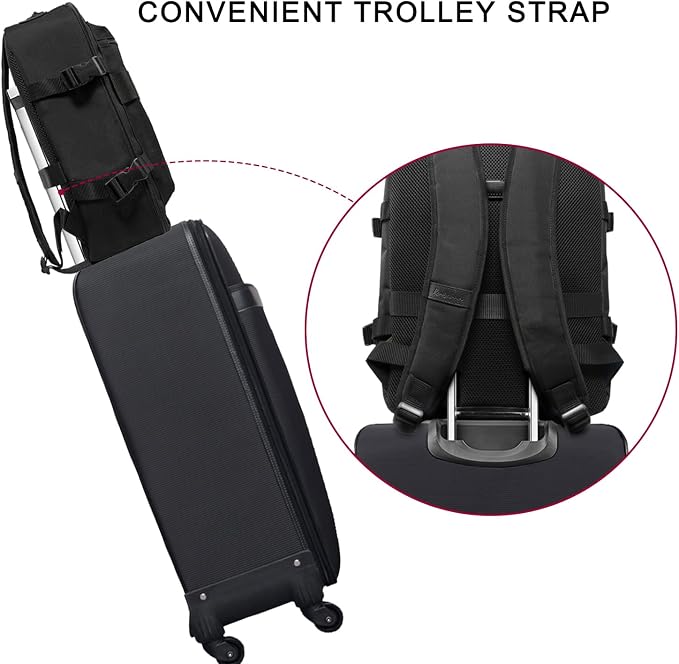 Lightweight Travel Backpack Hiking Daypack Laptop Bookbag, 17L Carry-on Personal Item Weekender Overnight Bag Unisex, All Black - Image 5